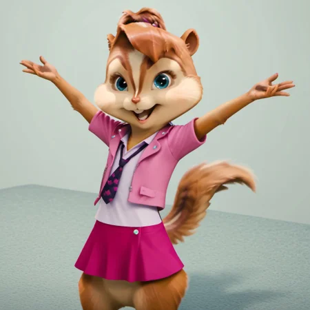 Score_9, score_8_up, score_7_up, source_furry, brittany miller, chipmunk, chipmunk girl, furry female, furry, 3d, render, white background, introduction to the viewer behind,Smug face, pleased with herself, sarcastic , expressive and lively look, in a pink skirt, clear and good quality, depth of drawing,
<lora:Brittany_Miller__Alvin_and_the_Chipmunks__CG_Movie_version:0.8>