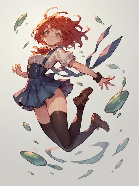 score_9, score_8_up, score_7_up, score_6_up, score_5_up,  <lora:jumpXLP:0.7> jump, jumping, 1girl, thighhighs,