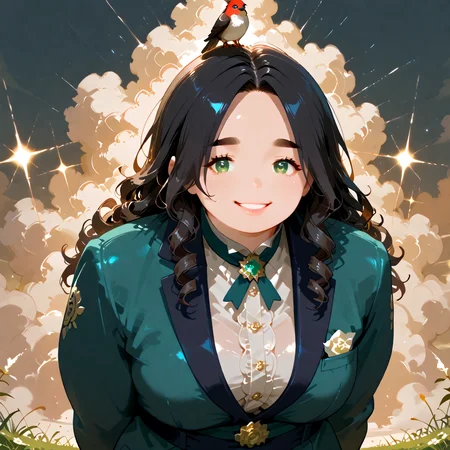 PonyScores7, source_anime, ah1, IllustriousQual, <lora:natsumi_style:0.5>, <lora:by_usakun-pony:0.4>, by usakun, <lora:Akina_Bbw_Style_-_PonyXL:0.2>, AkinBw,
BREAK (formal Wear fashion style, designed for special occasions, features tailored suits, elegant gowns, and sophisticated accessories, embodying refinement and elegance),
BREAK 1girl, mature female, (round face:1.2), (thick eyebrows:1.3), (curvy), round-chin, caucasian, (plump face), <lora:Round_face:0.2>, <lora:ETO_OC_Illustrius:0.8>, eto_oc, skindentation, (plump), thick thighs, wide hips, busty, voluptuous, lips, <lora:venus body PonyXL:0.3>, <lora:shinyskin2:0.2>, glistening skin,
BREAK (curly hair), long hair, (black hair:1.4), (parted hair:1.7), messy hair, kinky curls, <lora:hairdetailpxl:0.2>, hairdetailpxl,
BREAK (half green and brown eyes), (colorful eyes), (multicolored eyes), (downturned eyes:1.4), <lora:expressive eyes:0.2>, expressive eyes, <lora:eyedetailpxl:0.2>, eyedetailpxl, <lora:Eyes_High_Definition:0.2>, EyesHD,
BREAK ((confused_smile)), <lora:Expressive_H:0.2>, Expressiveh, <lora:Emotional_Anime_Expressions_PonyXL_Concept:0.2>, emotional, <lora:Best_Facial_Expression_LoRA_PONY:0.2>, looking at viewer, <lora:Detailed expressive EXEV style -XL Pony V1.0:0.2>, FaceDetail,
BREAK ((perched on a cloud)),
BREAK green pea Cropped puffer jacket tie,
BREAK (((gated community))),
BREAK <lora:xl_more_art-full_v1:0.2>, <lora:aesthetic_anime_v1s:0.2>, <lora:EpicF4nta5yXL:0.2>, <lora:detailxl:0.2>, detailxl, <lora:Fant5yP0ny:0.2>, best quality, amazing quality, best aesthetic, absurdres, illustration, Volumetric_Lighting, ultra-detailed, very aesthetic, intricate details, 8k, masterpiece, best_quality
BREAK Stable_Yogis_PDXL_Positives, AS-Adult, <lora:Complicated fantasy portrait - XL Pony V2.0:0.2>, bad-hands-5, <lora:HDA_Detailer:0.3>, HDA_FatGirlXL,