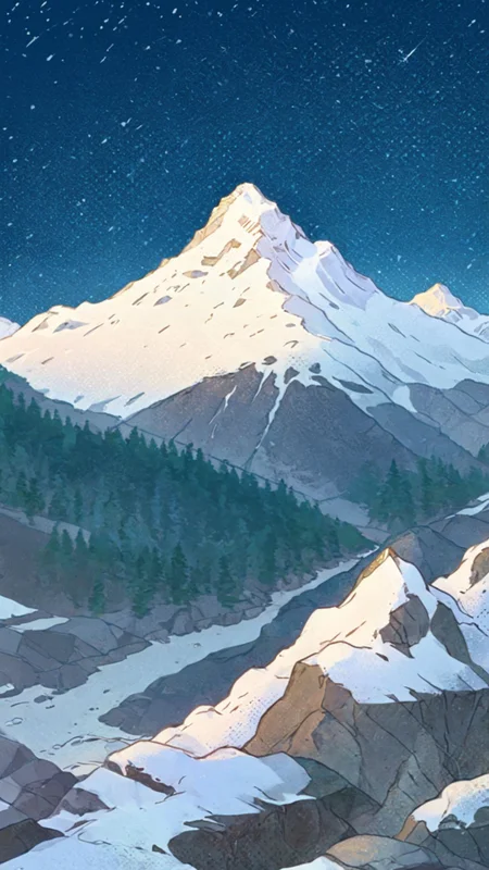 snowy mountain, night, SteamSummerSales2024 <lora:SteamSummerSales2024:1>