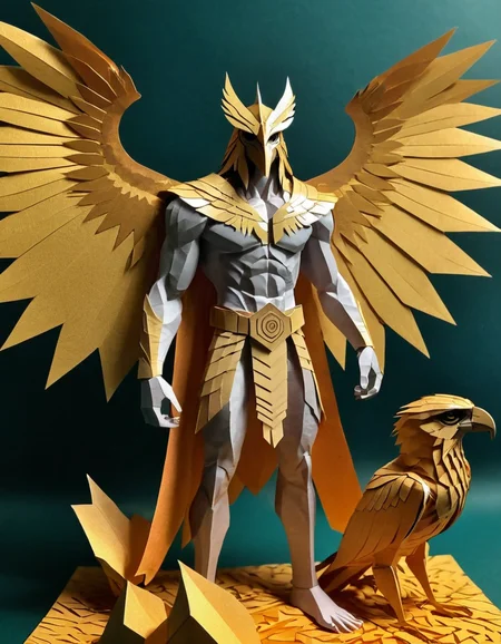 made out of ral-ppr, papercraft, paper, "Sons of the Harpy", <lora:ral-ppr-sdxl:0.7>, shiny, dynamic background, cinematic perfect intricate stunning fine detail, imposing, set logical ambient background, magnificent, aesthetic, handsome, epic composition, lush, detailed