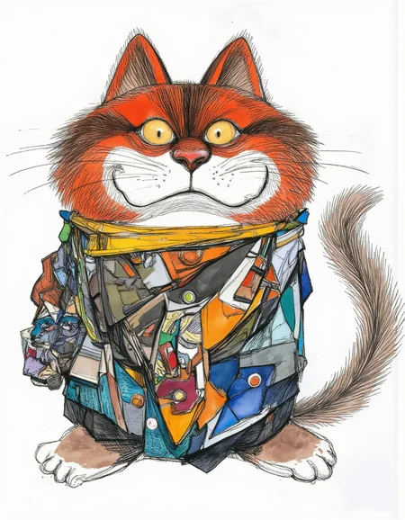 <lora:chizhcats:1>, a clourful drawing of funny cat
