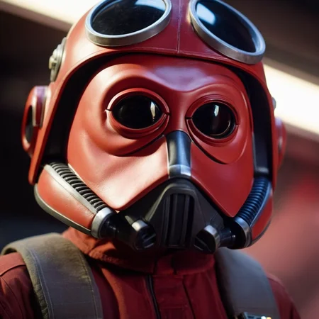 cinematic film still of <lora:Nien Nunb:1.2>
Nien Nunb a closeup of a person wearing a pilot helmet on in star wars universe, shallow depth of field, vignette, highly detailed, high budget, bokeh, cinemascope, moody, epic, gorgeous, film grain, grainy