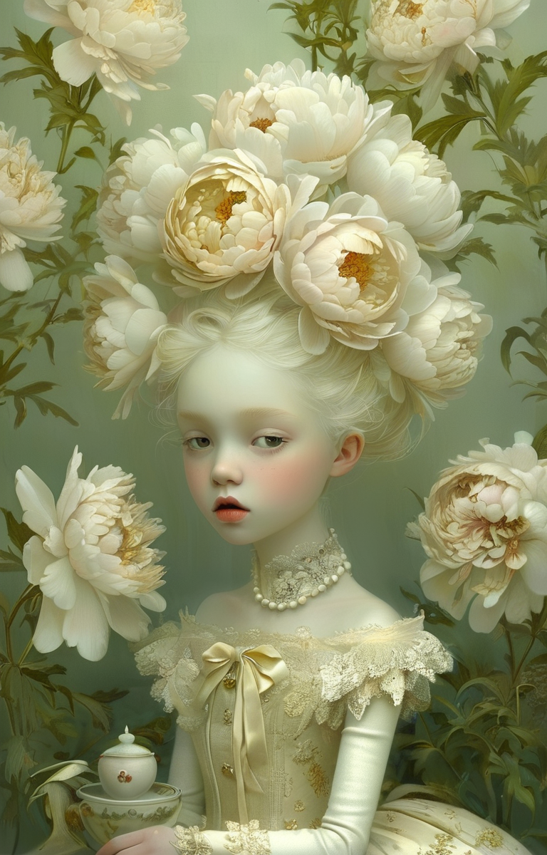 masterpiece,best quality,<lora:tbh351-sdxl:0.75>,illustration,style of Ray Caesar, decaying peonies