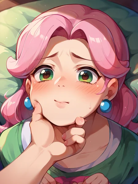 score_9, score_8_up, score_7_up, score_6_up, score_5_up, <lora:gr4bch1nXLP:1> pov, gr4bch1n, grabbing anothers chin, hand on another's chin, puppy girl, closed mouth, blush