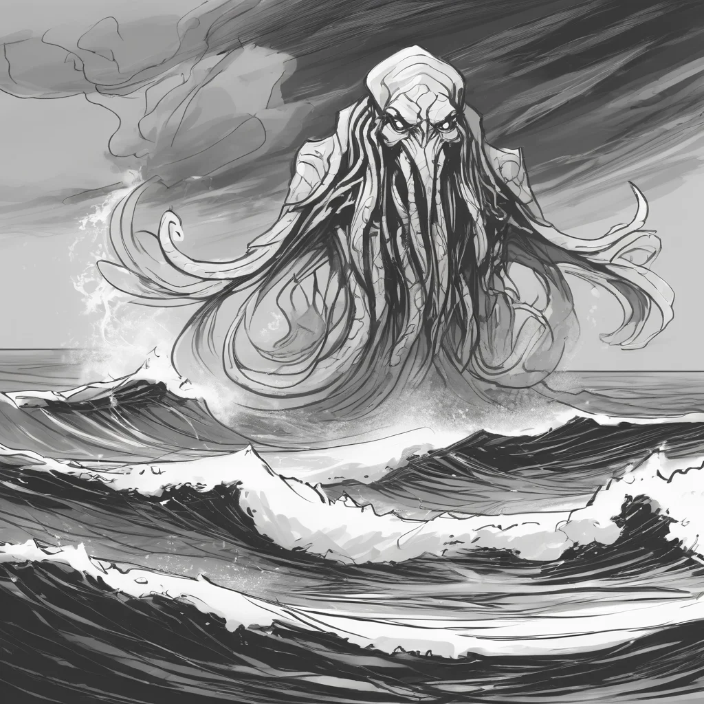 sketch, cthulhu rising from the stormy ocean tempete gray tone , an epic representation of the sandman, thrawn, inspired by Barclay Shaw, listing the image, monolithic
<lora:sketch_style:1>