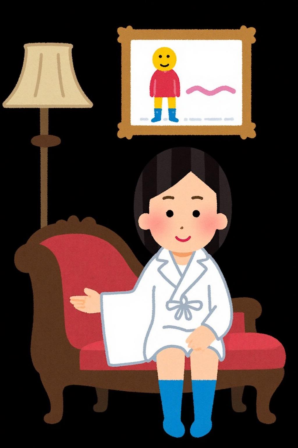irasutoya1 illustration.
A woman seated on an antique, dark wooden chaise longue. The woman has black, straight hair styled in a bob. She is dressed in a white, oversized coat with voluminous sleeves that are tied in a dramatic, asymmetrical knot. Her outfit is complemented by bright, vivid blue, knee-high socks. She is seated with her legs crossed. The background is a deep, dark black. To her left, there is a tall, ornate lamp with a beige, pleated shade. Above her, on the dark wall, hangs a classical painting--except, instead of a traditional scene, it is a crayon drawing, done by a child. The crayon drawing features a simple stick figure with a round head, straight lines for arms and legs, and a big smile. The drawing is childishly colorful, with bright red for the body, yellow for the hair, and blue for the shoes. The figure's eyes are represented by two large dots and the smile by a curved line
 <lora:irasutoya1_cap_d8a4e8:1.0><lora:846911529633758695:0>