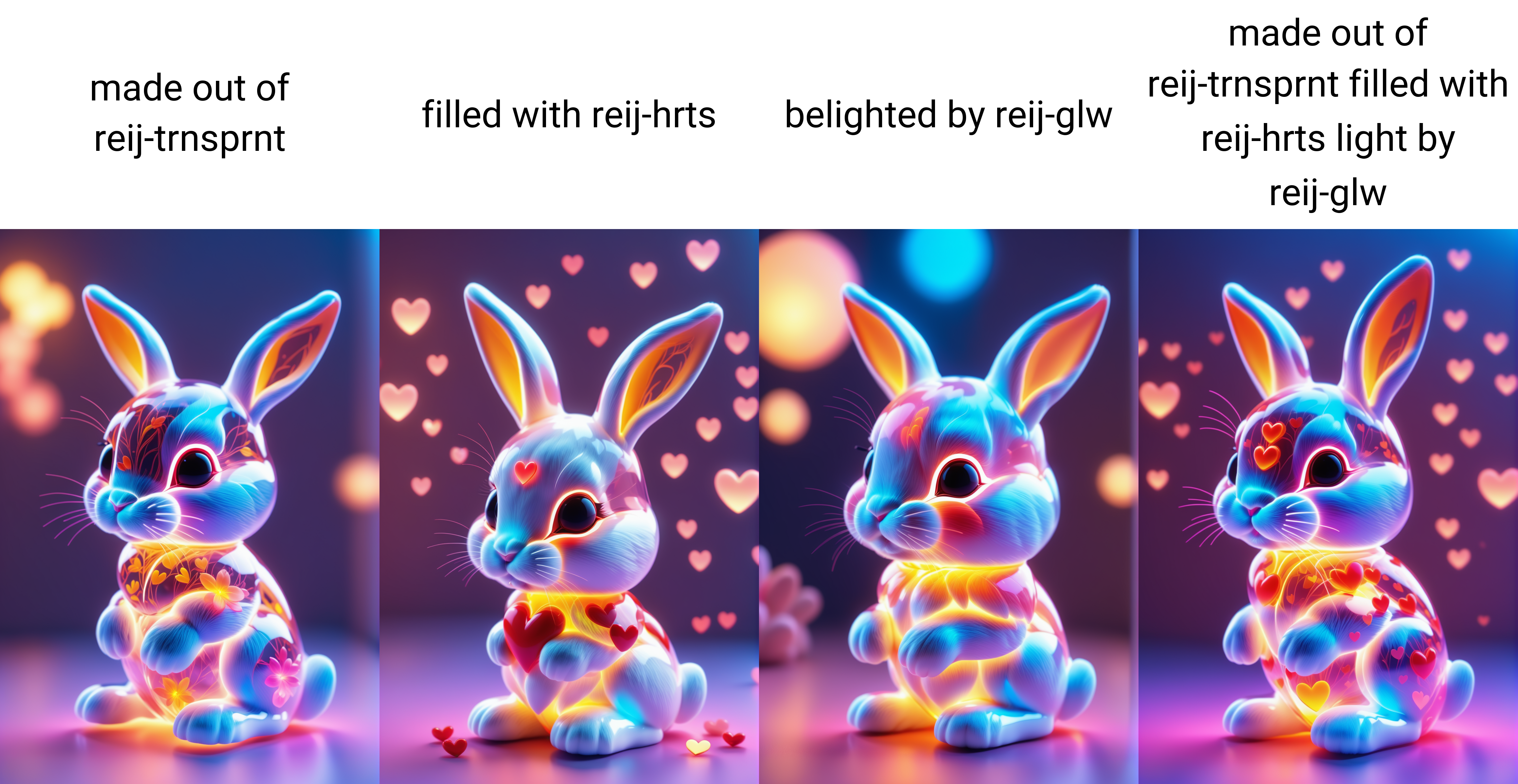 an adorable chibi bunny made out of reij-trnsprnt  <lora:heartglow-000006:0.9>,, cuteness overload, masterpiece, sharp and in focus, OLED