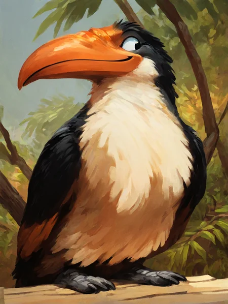 source_furry, 
toucan bird, branch, tree, tropical background, smiling, expressive, orange beak,  (toucan:1.2), 
 <lora:Better_Kenket:0.8>, score_9, score_8_up, score_7_up, score_6_up, score_5_up,