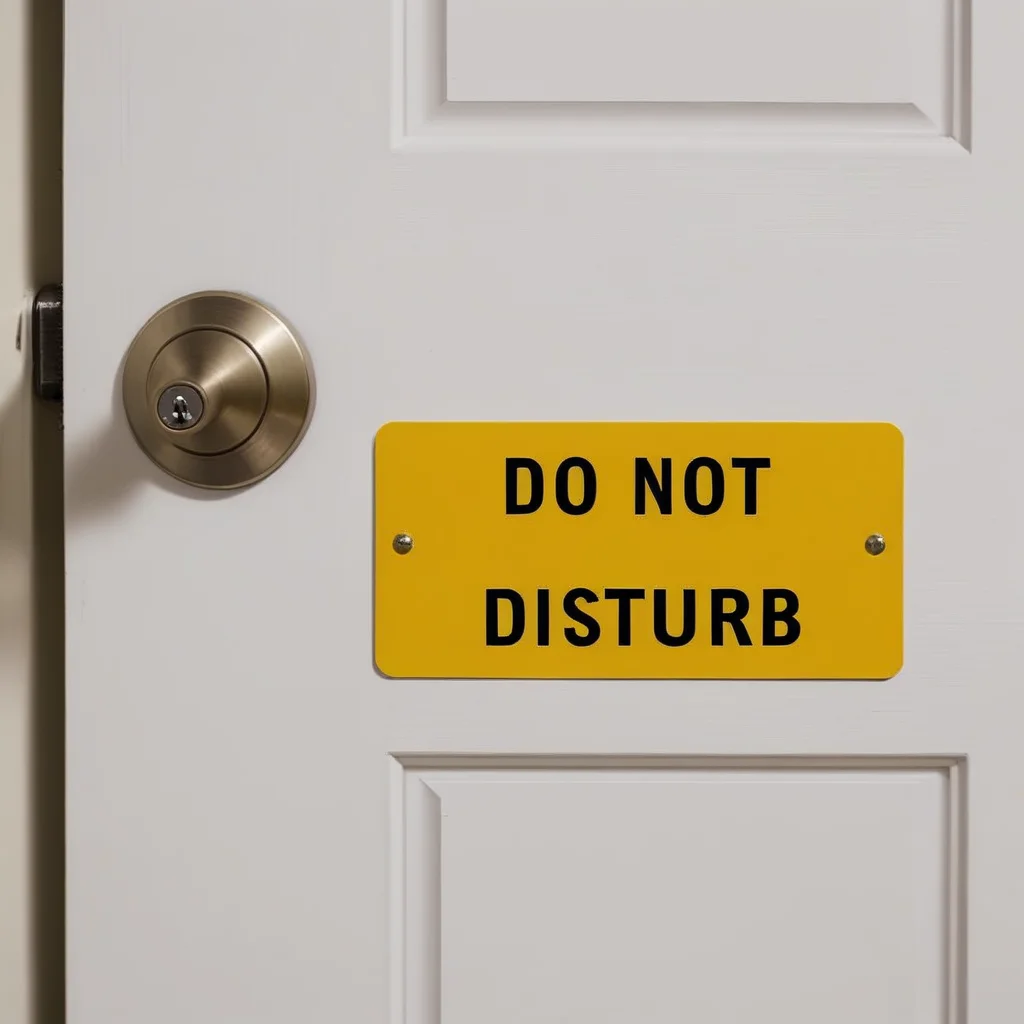 label on a door with text:"do not disturb" <lora:text:.8>