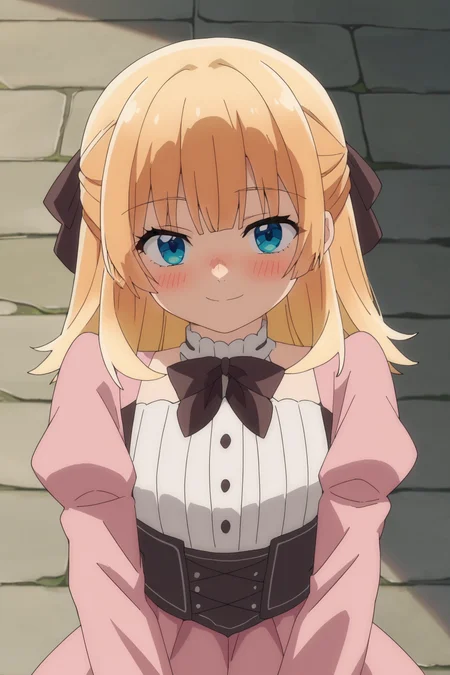 score_9,score_8_up,score_7_up, source_anime, anime screencap, 1girl, <lora:Lysia_Plaid_PonyXL_v2:1>, long hair, blonde hair, hair bow, bangs, blue eyes,
pink dress, frilled dress, bow, long sleeves, juliet sleeves,
looking at viewer, smile, blush,