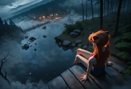 score_9, score_8_up, score_7_up, 1girl, souryuu_asuka_langley, neon_genesis_evangelion, blue_eyes, orange_hair, high-angle view, frontbend, outdoors, neural network, embedding:l4k3