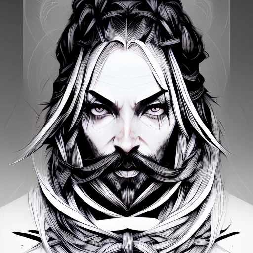 art by EMB_rfktrstyle-500, portrait of beautiful woman with Periwinkle Waterfall braid hairs and beards, 8k, trending on artstation, art by RFKTR_bontrex