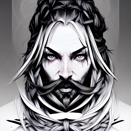 art by EMB_rfktrstyle-500, portrait of beautiful woman with Periwinkle Waterfall braid hairs and beards, 8k, trending on artstation, art by RFKTR_bontrex