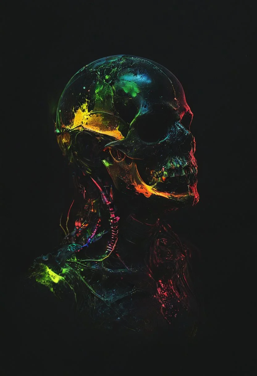 Use a lot of florescent colors , easynegative, extremely detailed, vntblk, black, dark, background, dark, chiaroscuro, low-key