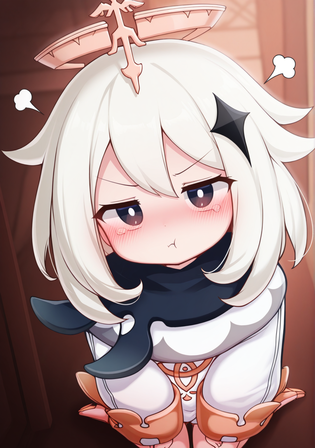 masterpiece,best quality,amazing quality,
<lora:mochikushistyle:1>,mochikushistyle,
1girl,paimon \(genshin impact\),pout,looking at viewer,wariza,