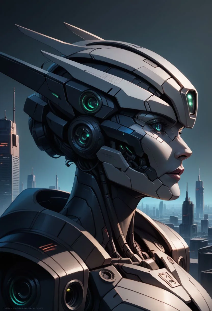 score_9, score_8_up, score_7_up, score_6_up, score_5_up, score_4_up, rating_safe,tpdne,photorealistic,realistic,cropped,upper body,robot,mecha,mechanical eyes,carbon fiber,cybernetic components,from side,cyberpunk,cityscape
