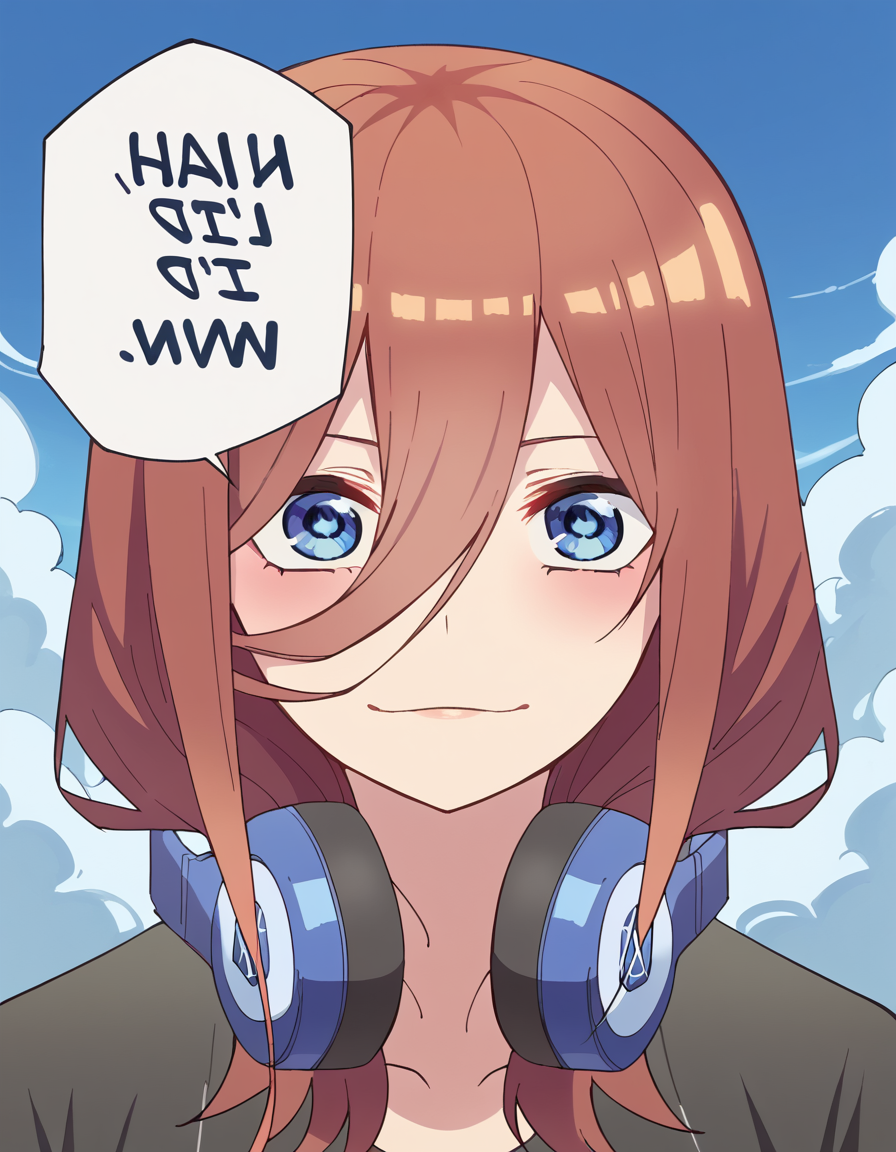 score_9, score_8_up, score_7_up, source_anime, <lora:miku-nakano-s2-ponyxl-lora-nochekaiser:1>, miku nakano, long hair, bangs, blue eyes, brown hair, hair between eyes, headphones, headphones around neck, large breasts,, <lora:nah-id-win-ponyxl-lora-nochekaiser:1> nah id win, nah i'd win (meme), english text, speech bubble, meme, talking, straight-on, portrait, , ,