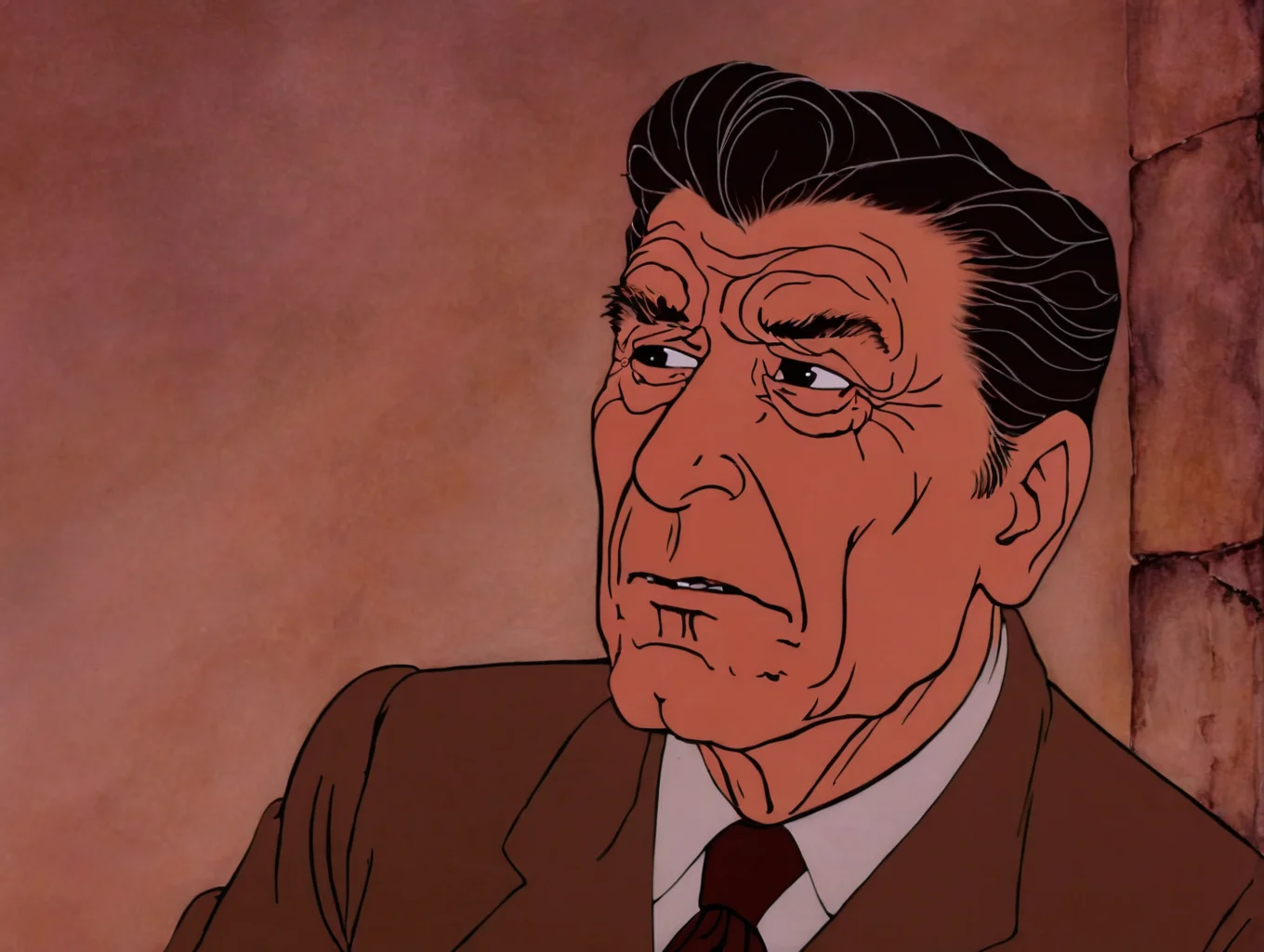 cartoon of Ronald Reagan, tranquil scene, detailed background, directed by David Lynch( in rankinbasshobbit style:1.1)
<lora:add-detail-xl:0.65> <lora:rankinbasshobbit_styleXL_v.10.2-000002:1.0>