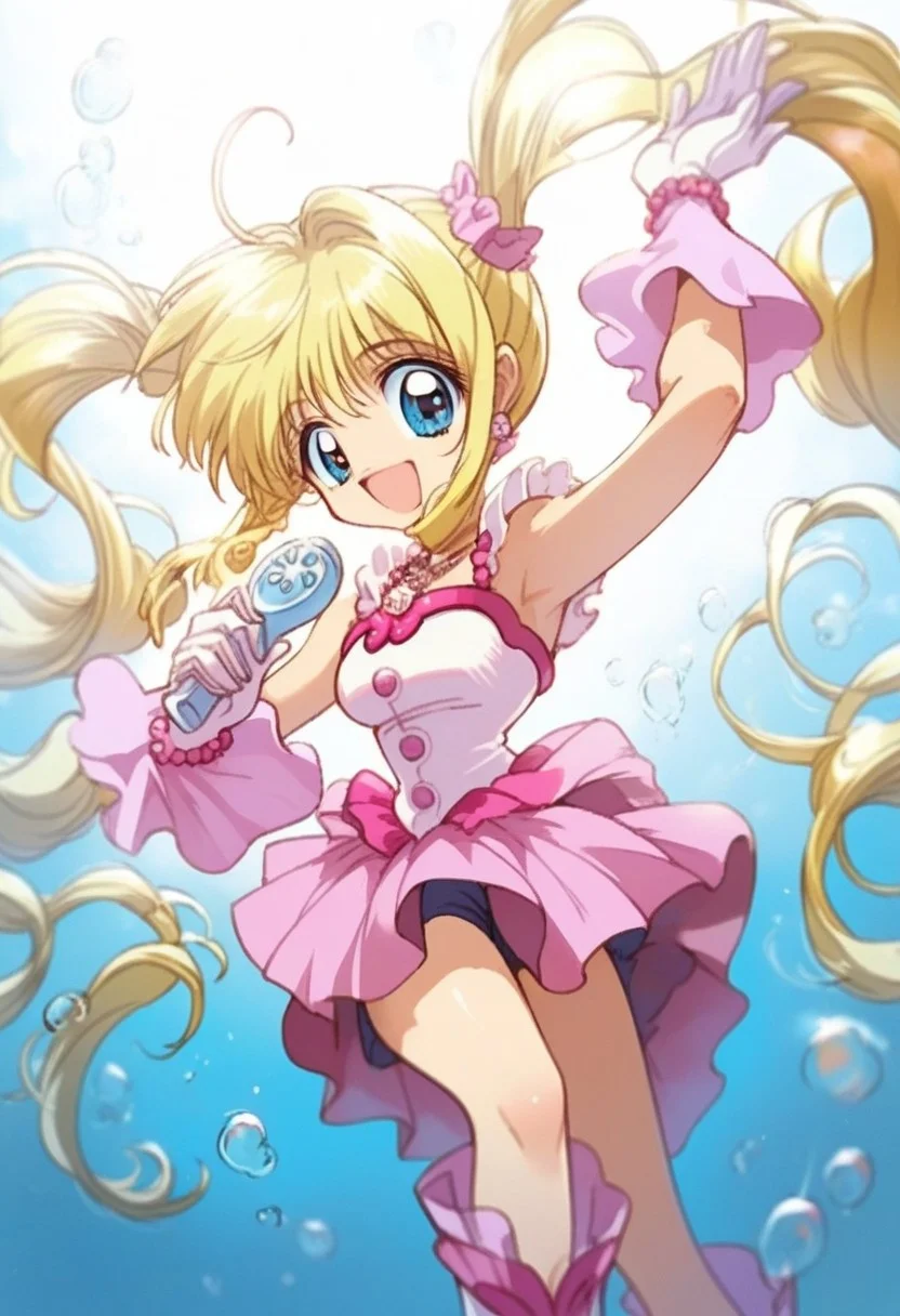 score_9,score_8_up, score_7_up, source_anime, 1girl, <lora:lucia.pony:1>,lucia,yellow hair,twin tail,long hair,mini dress,gloves,boots,off shoulder,bare shoulder,necklace,wrist jewlry, shiny skin, diving, smile, looking at viewer, foot forward, hand behind head, elbow down, deep sea, underwater, bubble, solo, cowboy shot, dutch angle