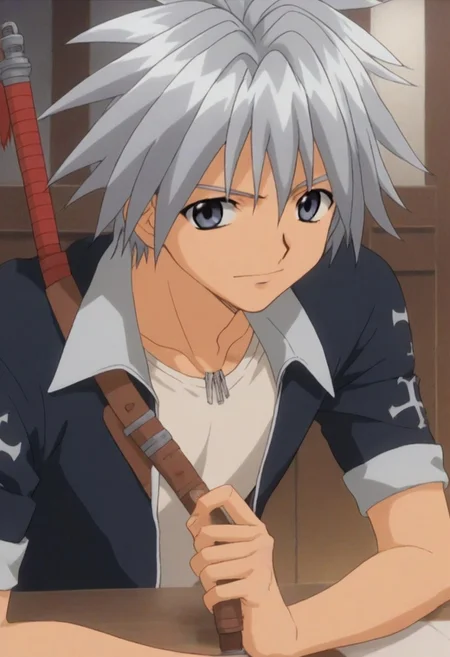 ((masterpiece)), ((best quality)), ((ultra-detailed)), score_9, score_8_up, score_7_up,
HD, top quality, best quality, High-quality illustrations, masterpiece, Haru Glory, Silver hair, Silver eyes, 1boy, 1male, solo boy, solo male, Anime, boy, male anime character, anime boy, handsome, attractive, cute, charming, sexy, hot, posing, modeling, anime pose