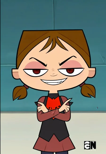 Tota dramarama, Courtney, general
short twintails, naughty, evil smile, looking at viewer, smug, 1girl, solo,