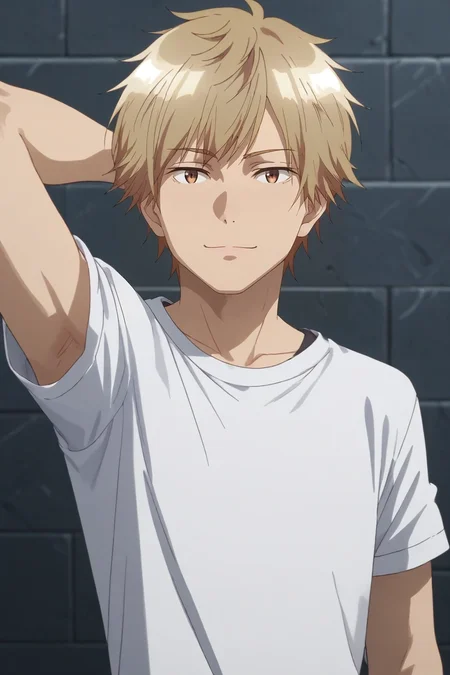 score_9, score_8_up, score_7_up, , rating_safe, intricate details, semi-realistic, looking at viewer, depth of field, 1boy, solo, male focus, <lora:shuuji_nakamura_pony:0.98>, shuuji_nakamura, blonde hair, brown eyes, short hair, rule of thirds, stonehenge, dawn, arm up, half-closed eyes, smile, , <lora:sdxl_lightning_8step_lora:1>