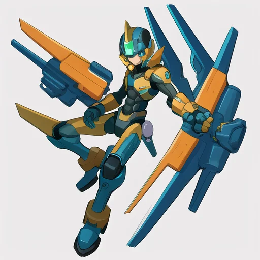 , (masterpiece:1.3), best_quality, absurdres, (solo:1.3), (1boy), full_body, science_fiction, android, <lora:reploidv2_merge2:1.0>