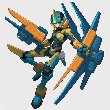 , (masterpiece:1.3), best_quality, absurdres, (solo:1.3), (1boy), full_body, science_fiction, android, <lora:reploidv2_merge2:1.0>