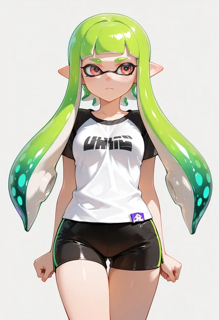 masterpiece, best quality,absurdres, ultra-detailed, high resolution,
inkling, 1girl, solo, green hair,