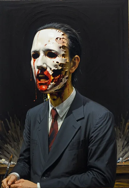 My head is slicing into enigmatic sections, and my primary symptom is that I have no face, but I must see, internationally recognized oil painting by the master, sold at auction for 23 million USD. Expressive powerfully pained expression intermingled with notes of confusion.