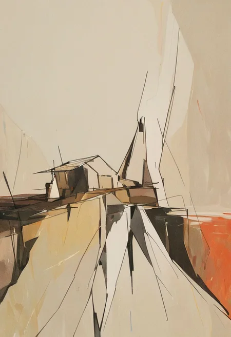 (Silhouette of a house on the cliff beside coast, flat painting background:1.5),
(abstract painting, impressionism, watercolor, oil painting brushstrokes, oil painting texture:1.3),
(brutalist architecture, BRIGHT green AND DARK BROWN color palette, curve LINE, circle, ellipse, core), AK, abstract, deconstruction, geometry, geometric composition,paint painting,harmonious colors, black frame,rectangle, tilt, flat painting, framex, horizontal, Constructivism, Fauvism,