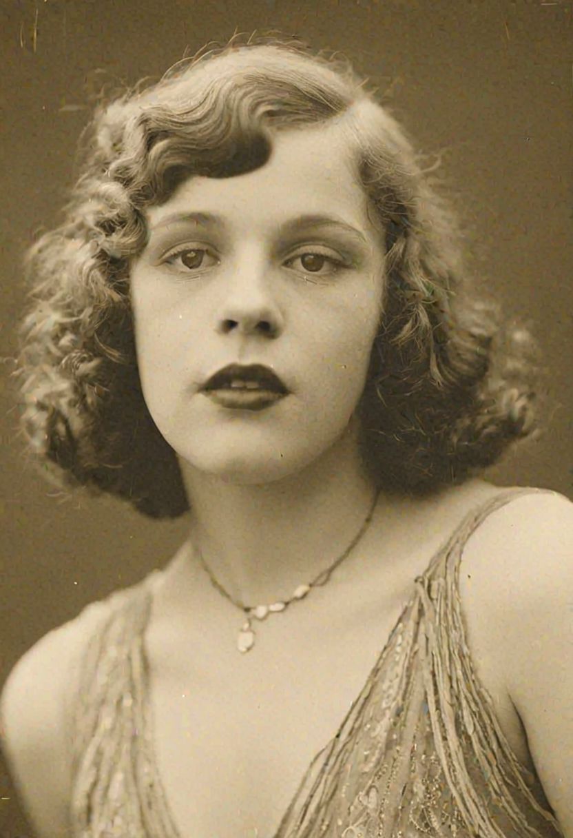 Vintage photo in 1920s of a young woman