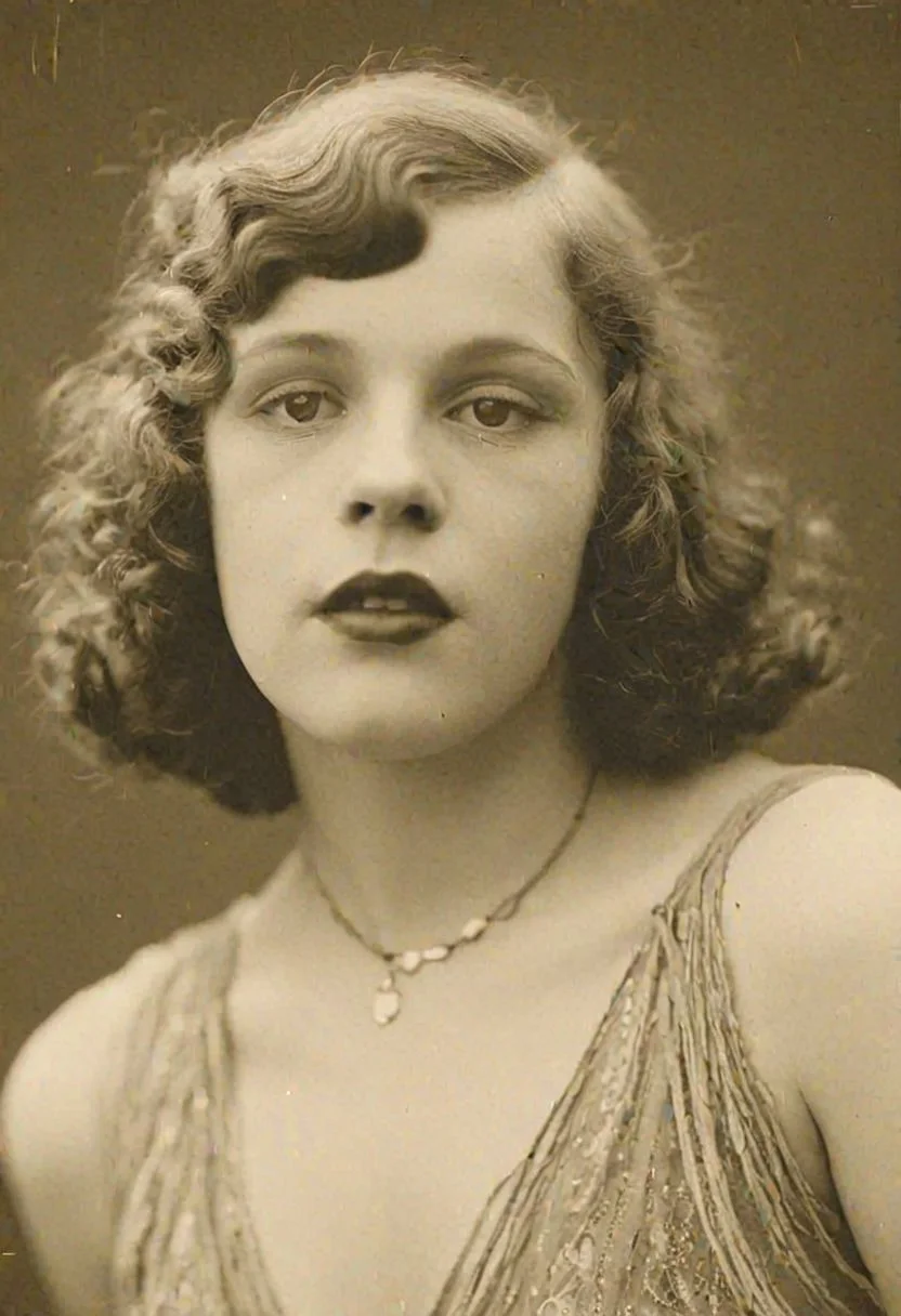 Vintage photo in 1920s of a young woman