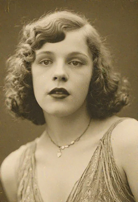 Vintage photo in 1920s of a young woman