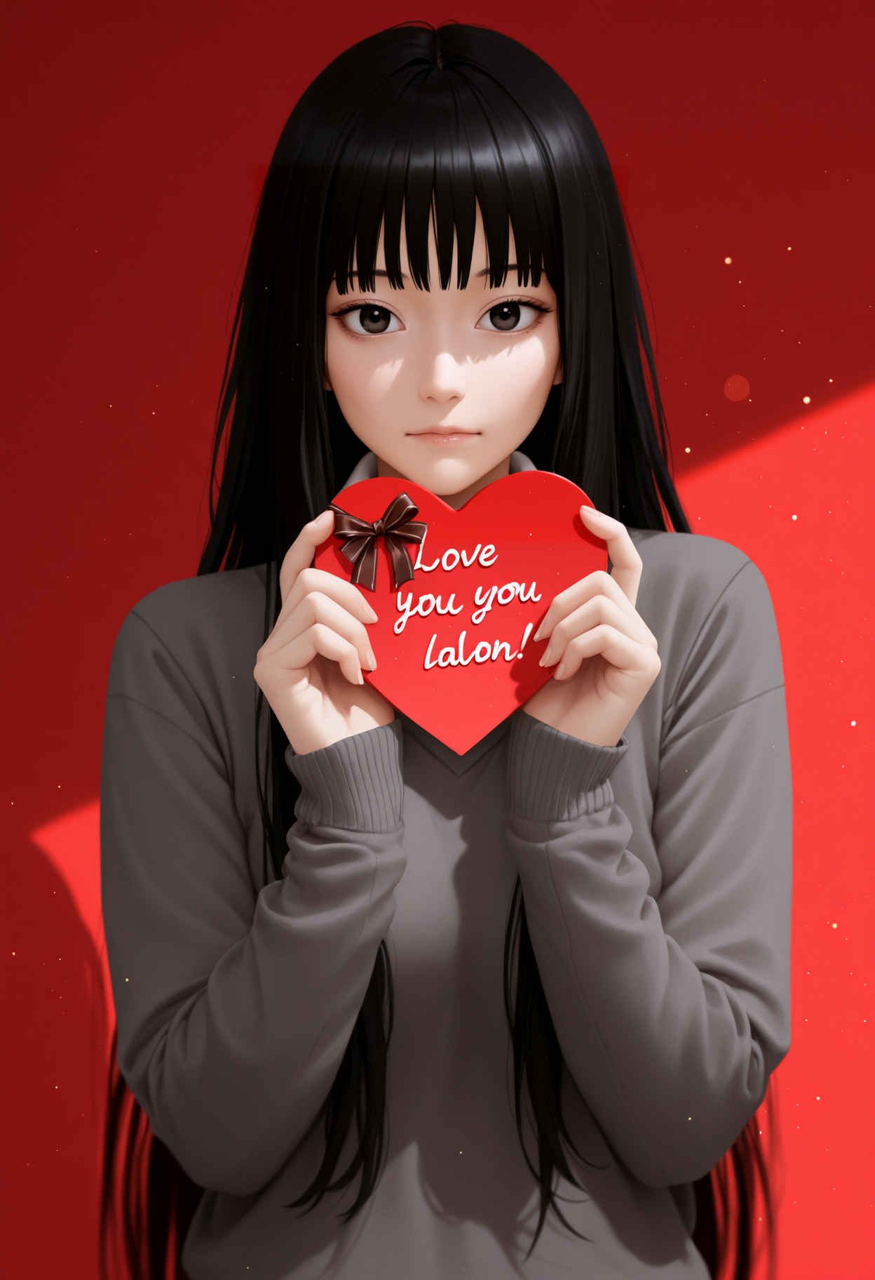 amazing quality, very aesthetic, absurdres, highres, newest, HDR, 8K, high detail RAW color art, intricate details, high contrast, detailed background, (masterpiece, best quality)
BREAK
photorealistic, 20 years old, beautiful girl, black hair, very long hair, straight hair, closed mouth
Kuronuma Sawako, \(kimi ni todoke\), 1girl, detailed face, beautiful woman's face, sweater, red background, looking at viewer
lens flare, light particles, Valentine's Day Decoration, ((I Love you!:1)), hearts decoration, hearts ballons, hearts chocolate
(depth of field, flat colors, HDR+, sharp focus, sharp shadows, high contrast)
BREAK
\\ Made with ONE FOR ALL checkpoint by Chaos Experience @ https://civitai.com/user/ChaosExperience/ \\