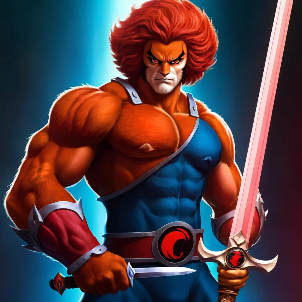 anime artwork of <lora:liono thundercats:1>
liono thundercats a realistic character holding a sword in his hand , anime style, key visual, vibrant, studio anime, highly detailed