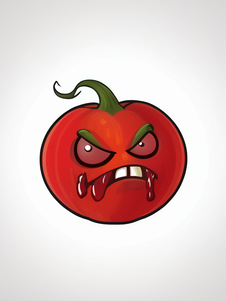 best quality, masterpiece, raw photo, 8k, cartoon, an tomato with evil face and blood ,pvz, <lora:pvz:0.9>