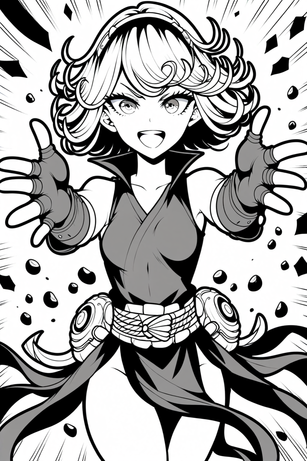 one-punch_man overwatch overwatch_2 kiriko_(overwatch) tatsumaki terrible_tornado_kiriko comic_panel_redraw derivative_work english_commentary 1girl bare_legs cosplay english_text fingerless_gloves floating_clothes gloves glowing green_hair looking_at_viewer official_alternate_costume official_art_inset ofuda reference_inset simple_background solo tatsumaki_(cosplay) teeth twitter_username white_background
<lora:AnimeLineArtPony:1>