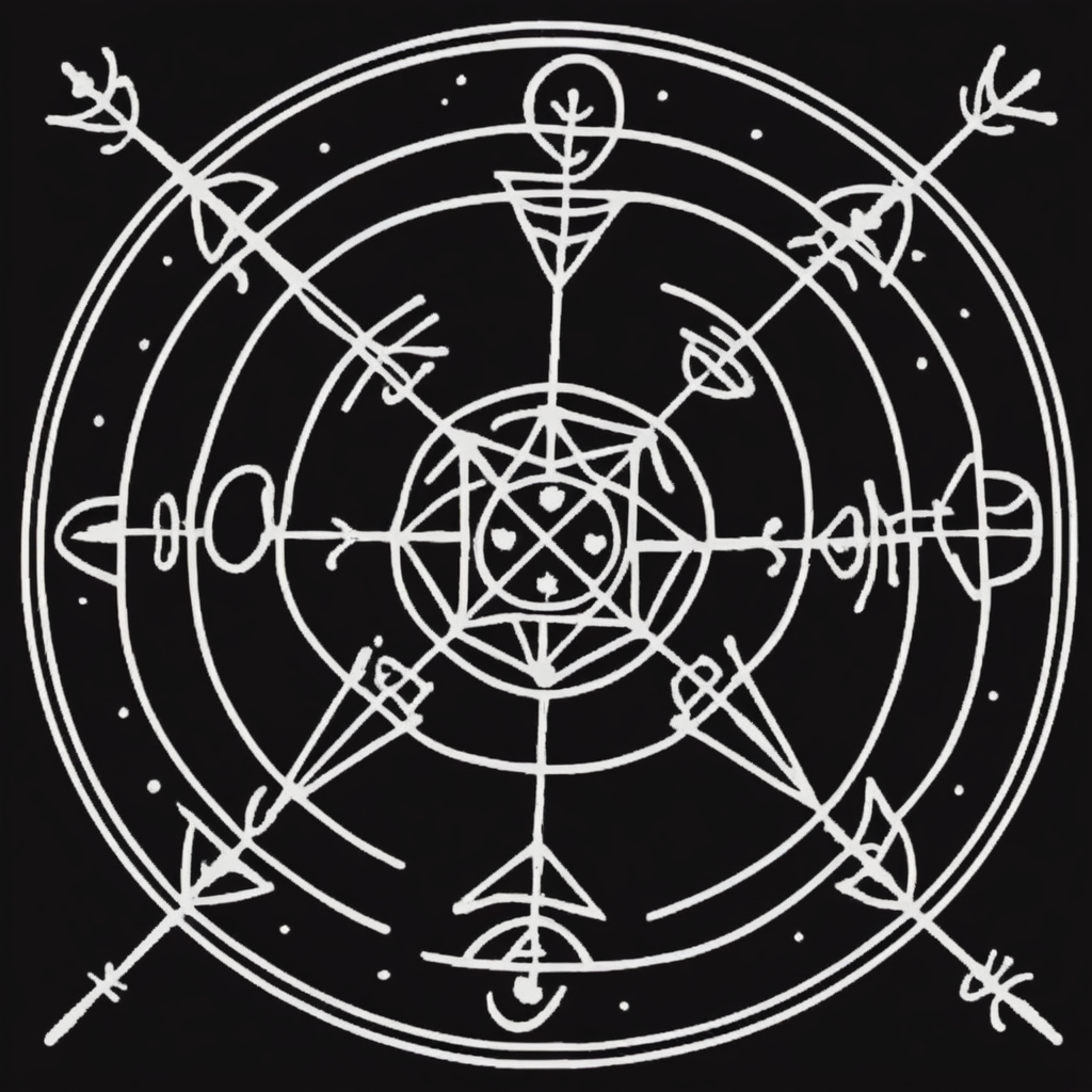 sigil for the protection of birds from coyotes <lora:XL_Galdrabók_XL:1>