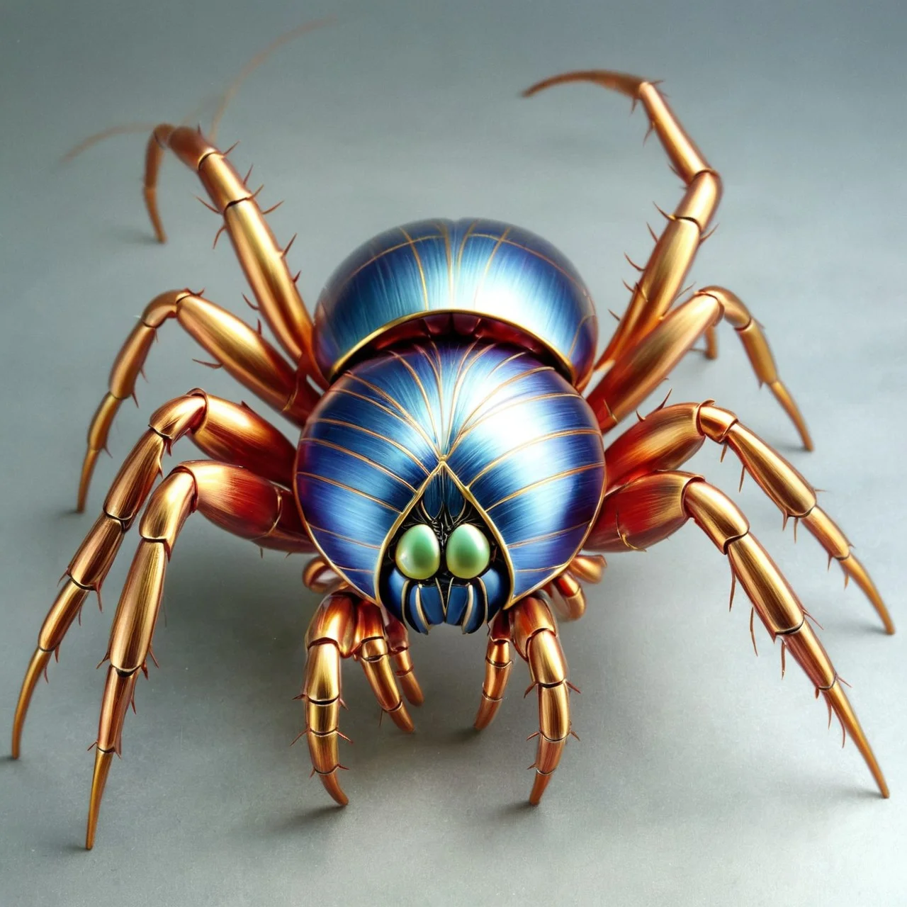 a coloured fantasy cs-m3tal-ok_v03-1600 of a Spider, with networks of fine (gold:0.33) lines. Intricate, very detailed