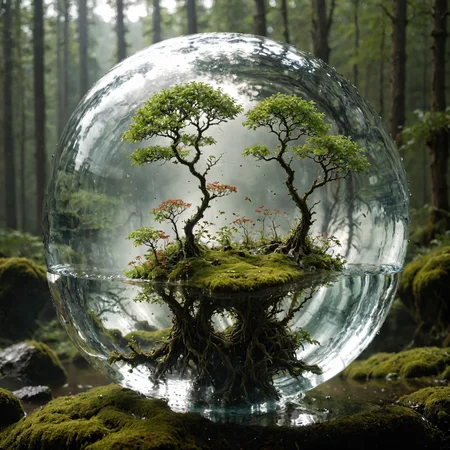 a fantastic landscape full of life inside a transparent sphere made of water <lora:add-detail-xl:2> <lora:neg4all_bdsqlsz_xl_V7:0.8> <lora:Aether_Aqua_v1_SDXL_LoRA:0.75>