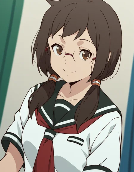 score_9, score_8_up, score_7_up, source_anime, <lora:kotoha-isone-hnu-ponyxl-lora-nochekaiser:1>, kotoha isone, brown hair, twintails, brown eyes, glasses,, skirt, school uniform, serafuku,, indoors, smile, looking at viewer, solo,, cowboy shot, dutch angle