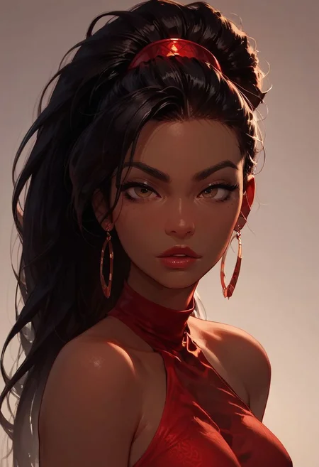 score_9, score_8_up, score_8. score_9, score_8_up, score_7_up, score_6_up, masterpiece, 4k, high quality, (best quality:1.1),
((solo:1.5)), 1girl, beautiful, nice, Monique(from Kim possible), red blouse, black hair, dark skin, mexican, brown eyes, long hair, afro ponytail, face focus,