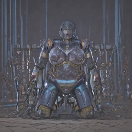 transformers, ((female robot)) purple soldier decepticon robot, black4TF, spherical inflation, milking machine,suction device, milkmachine, blue juice lactation, breast pump, arceetp, no humans, solo, purple eyes, robot, mecha, mouth plate,