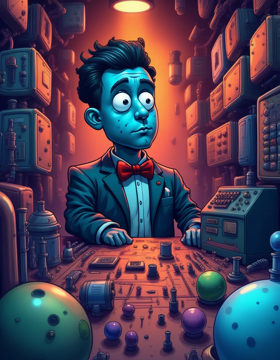 artstyle by Jed-cmc, small centered composition, product shot, plain background, art by Filip Hodas, wallpaper art, in the center is an image of a "The Age of Science", Ultra Real, Hackercore, ordinary, ugly, , confident, artistic, stunning detail, creative, striking<lora:ComicStyleXL-000006:1>