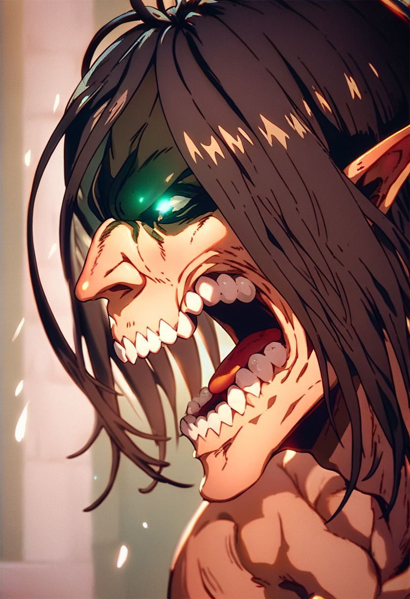 (score_9, score_8_up, score_7_up:1.3)source_anime,(rating_questionable),( Xerenx :1.6),( standing peeking over a very high wall:1.0), green ligthings eyes,screaming,( full body :0.5)