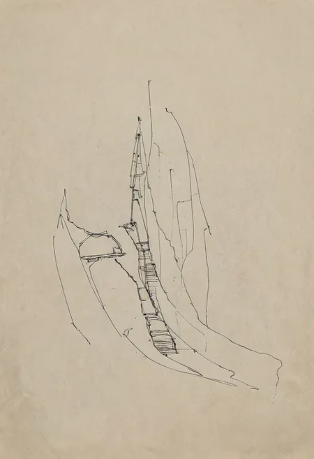 a professional hand sketch of architecture,
(POV view , DOF, first people view from the entrance, low angle shot:1.4),
(Ancient civilization, Alien Prometheus movie scene, dune movie scene:1.5), (The colonial city of the future, in the mist-filled Grand Canyon, on an unknown Earth-like planet, 2 moon on sky, Spaceship flight connects colonies, waterfulls:1.3), (Machu Picchu, a mountain settlement, incredibly spectacular:1.2), (Mario Botta:1.3), (avant-garde, future, reality, science fiction, photorealistic), (modern architecture:1.2), White limestone with black granite, fountain, waterfall, landmark, square, path, narrow street,
(Large Files, Ultra Realistic, 8K, 16k, FHD, HD, VFX, Perfect, Photography, composition, Architecture Sales Photography, Architecture Competition, Ultra High Resolution, Cinematography, High Resolution Image:1.1), (dramatic lighting, direct sunlight, ray tracing, clear shadow:1.2),  (real landscape:1.1), (blurred background:1.0), (urban background, more_details) ,
great lighting, extremely detailed, hillscastel, Neo Classic, Architecture sketch