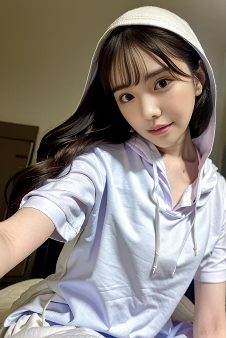 8k, best quality, ultra realistic,(photorealistic:1.37),high res,1girl, (hoodie:1.5),(floating hair:1.2), (skindentation), (professional lighting),(huge breasts:1.2),ultra-detailed,(shiny skin:1.4),(plump:1.25), (blouse:1.35),  (light particles, lens flare, glowing particles:0.6), (floating hair:1.2),(dynamic pose:1.15), specular lighting, soft lighting, sunlight, looking at viewer, (small head:1.47), pureerosface_v1,   <lora:Arina:1>