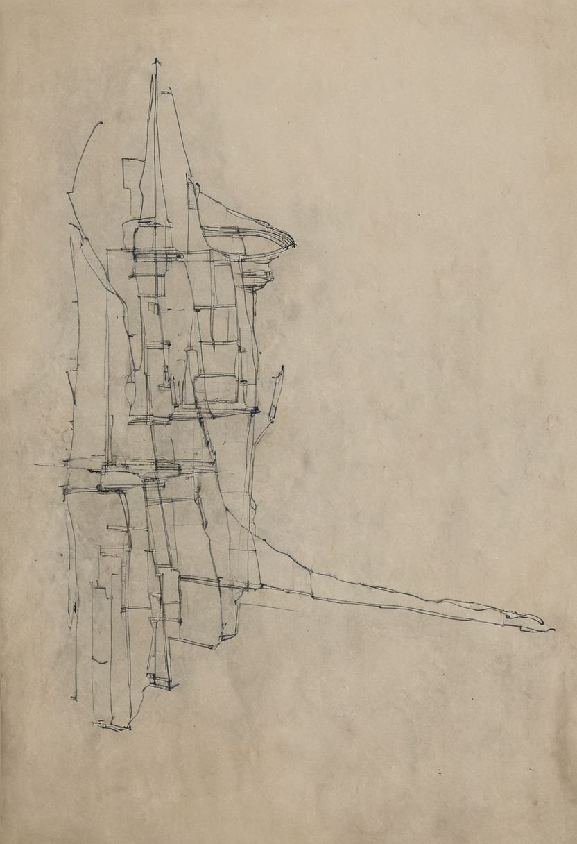 a professional hand sketch of architecture,
(POV view , DOF, first people view from the entrance, low angle shot:1.4),
(Ancient civilization, Alien Prometheus movie scene, dune movie scene:1.5), (The colonial city of the future, in the mist-filled Grand Canyon, on an unknown Earth-like planet, 2 moon on sky, Spaceship flight connects colonies, waterfulls:1.3), (Machu Picchu, a mountain settlement, incredibly spectacular:1.2), (Mario Botta:1.3), (avant-garde, future, reality, science fiction, photorealistic), (modern architecture:1.2), White limestone with black granite, fountain, waterfall, landmark, square, path, narrow street,
(Large Files, Ultra Realistic, 8K, 16k, FHD, HD, VFX, Perfect, Photography, composition, Architecture Sales Photography, Architecture Competition, Ultra High Resolution, Cinematography, High Resolution Image:1.1), (dramatic lighting, direct sunlight, ray tracing, clear shadow:1.2),  (real landscape:1.1), (blurred background:1.0), (urban background, more_details) ,
great lighting, extremely detailed, hillscastel, Neo Classic, Architecture sketch
